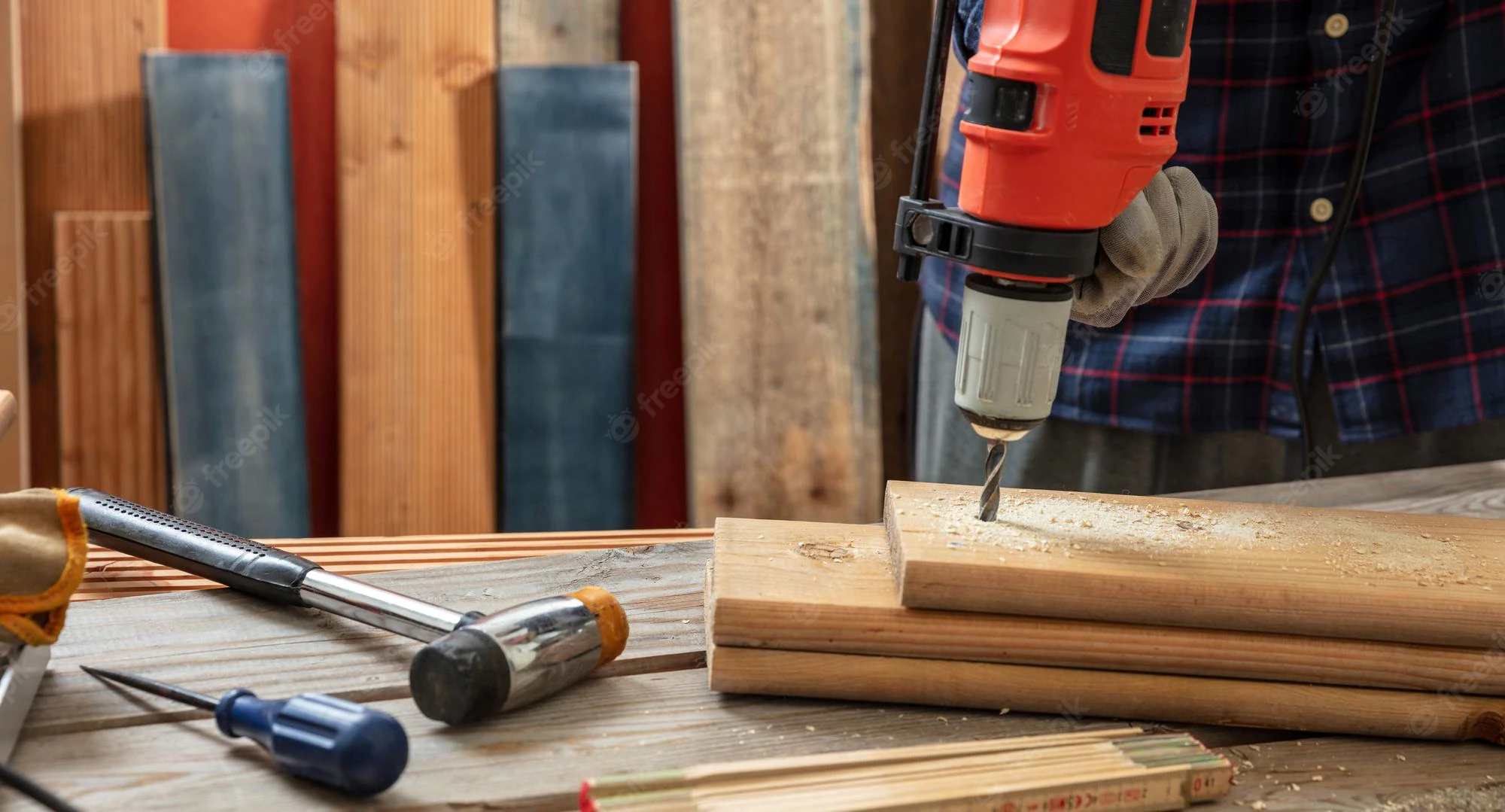 Woodworking shop -Woodworking shop drill electric tool hand drilling wood construction industry carpenter work bench table 771335 2411